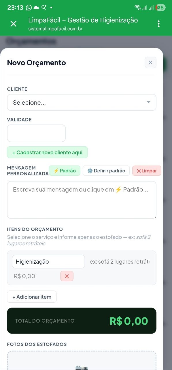 Orçamentos LimpaFácil